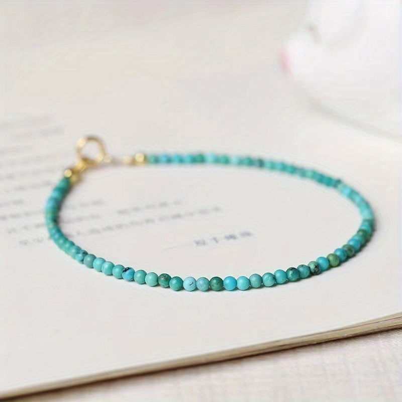 

1pc New Fashion Turquoise Bracelet, Round Beads Blue-green Simple Bracelet