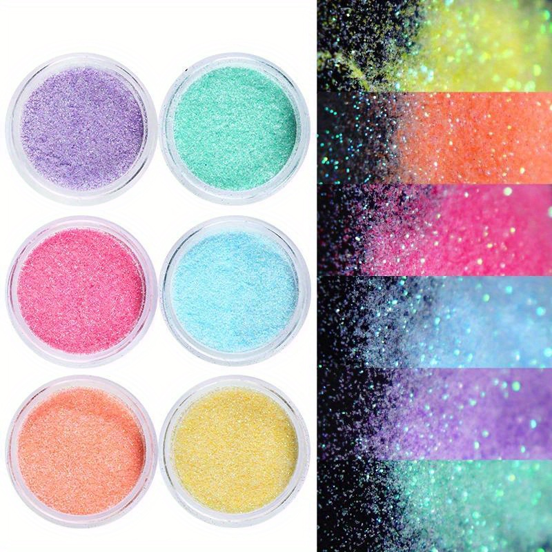 6 Box Shiny Sugar Powder Nail Art Fine Glitter Sparkly Chrome Pigment ...