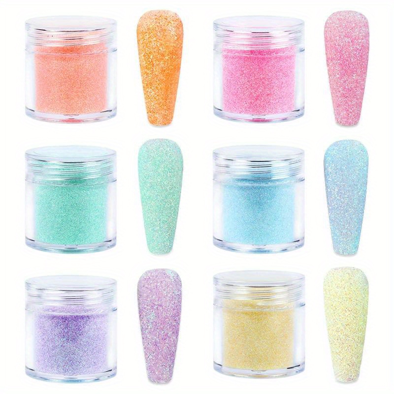 6 Box Shiny Sugar Powder Nail Art Fine Glitter Sparkly Chrome Pigment ...