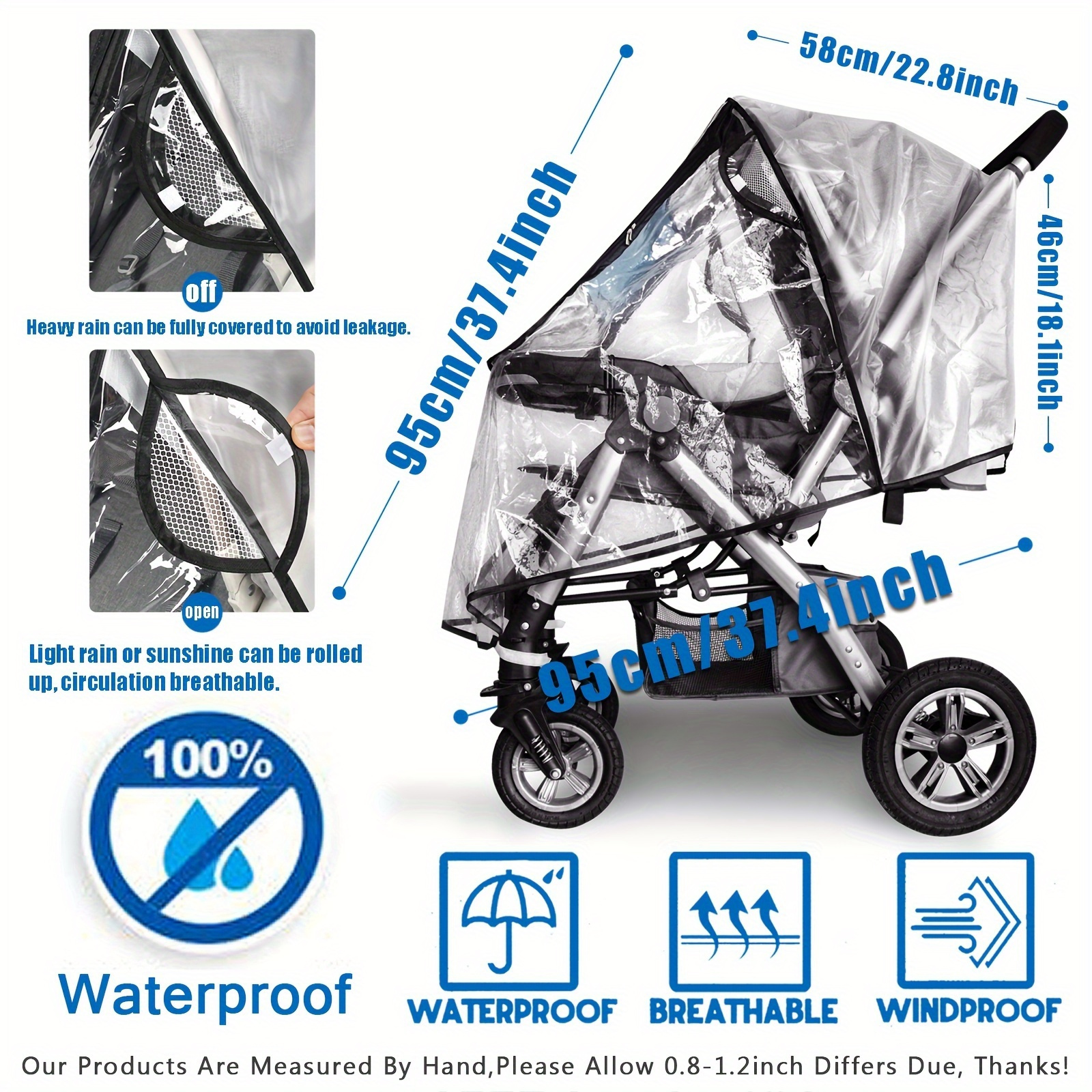 stroller rain cover universal stroller accessory waterproof windproof travel   outdoor use halloween thanksgiving day gift details 1