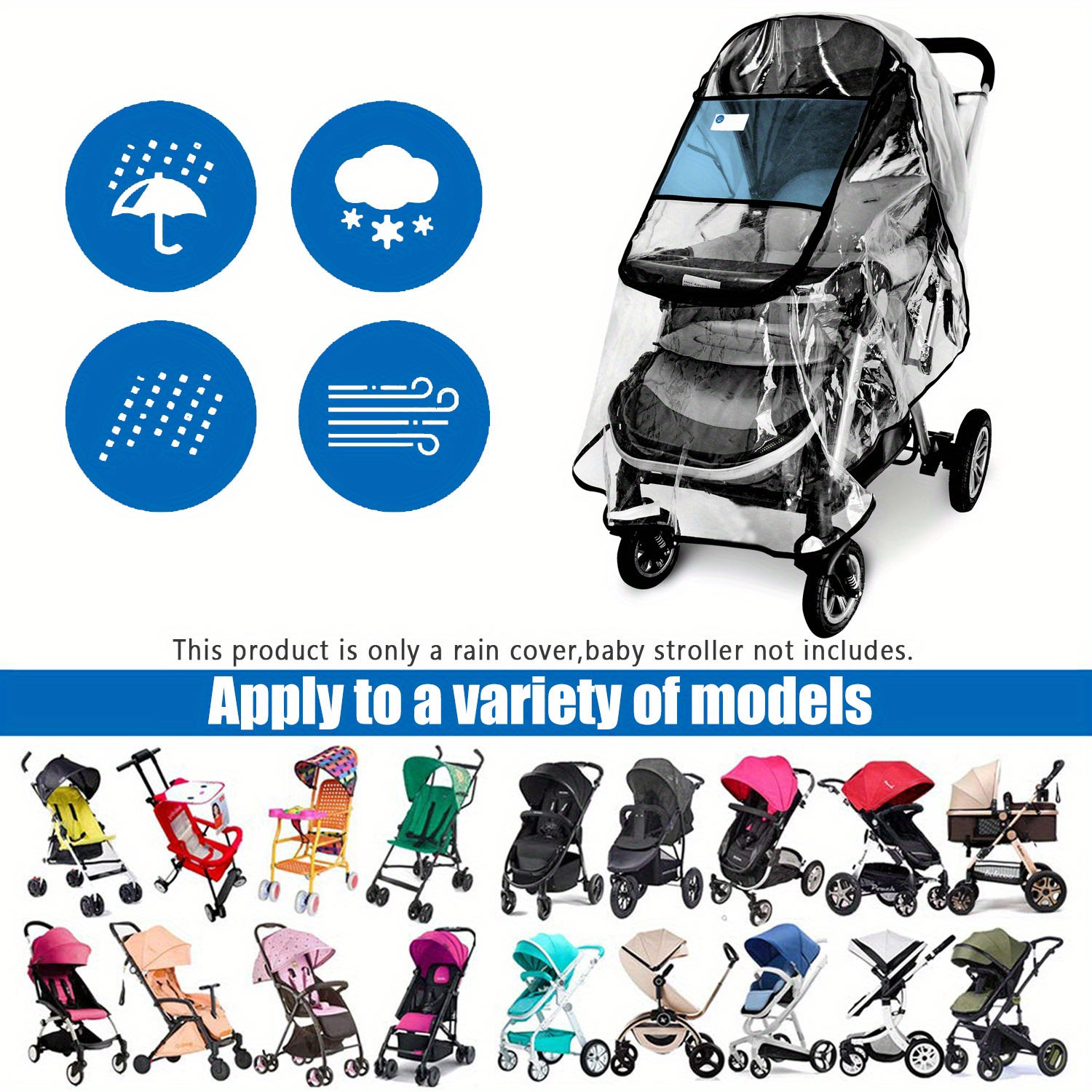 stroller rain cover universal stroller accessory waterproof windproof travel   outdoor use halloween thanksgiving day gift details 2