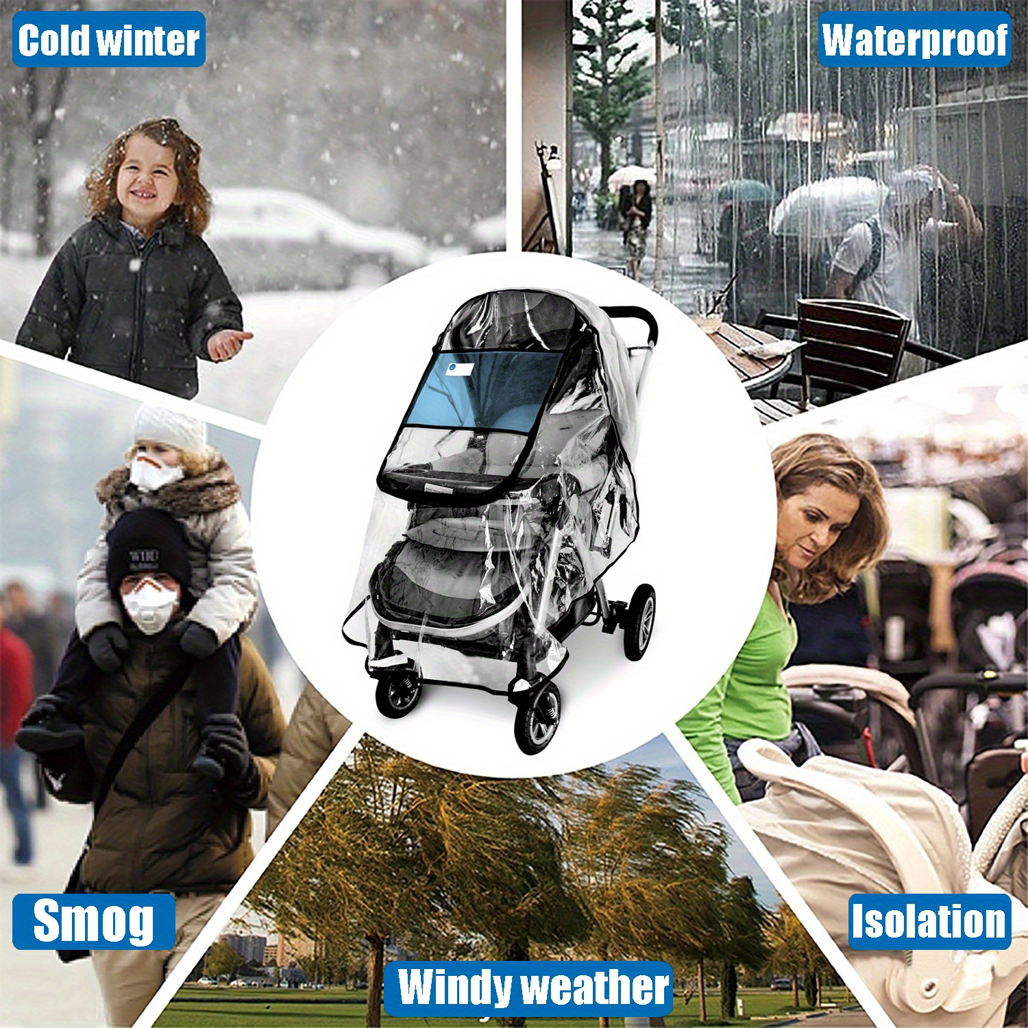 stroller rain cover universal stroller accessory waterproof windproof travel   outdoor use halloween thanksgiving day gift details 3