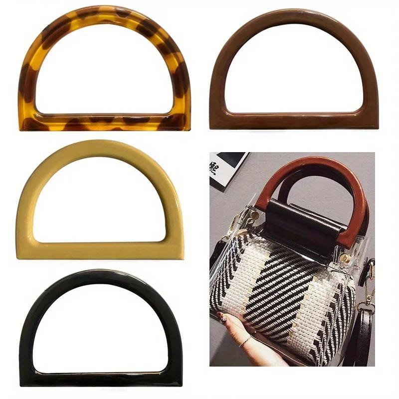 

2pcs Acrylic D-shaped Handles, 12x8.5cm, Transparent & Solid Colors, Diy Handbag Craft, Woven Bag Straps, Sturdy Replacement For Women's Bags, Straw Bag Accessory