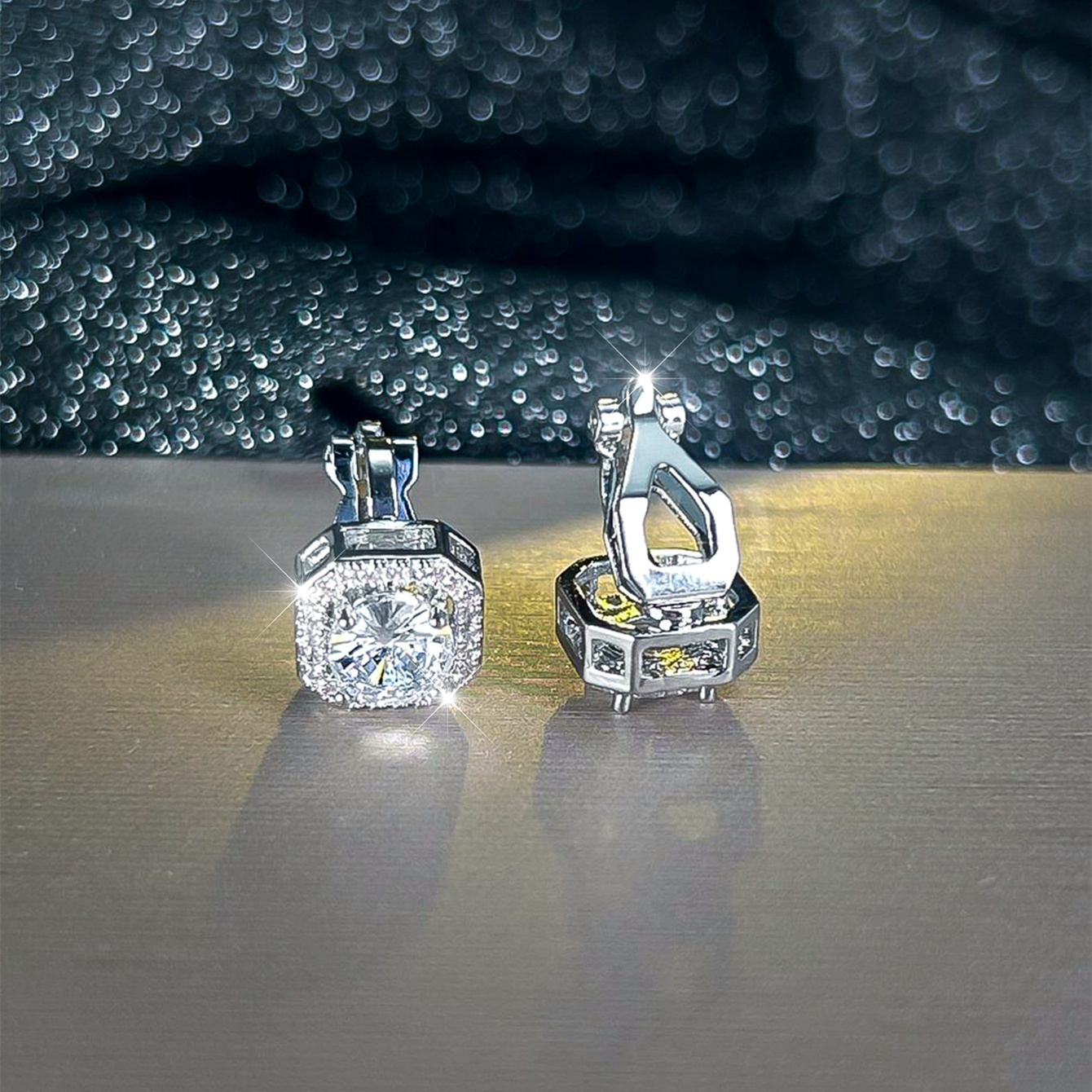 Classic Square Geometric Ear Clips For Women, Stylish And Unique Clip-on Earrings, Elegant Bridal Additions For Weddings And Parties, Easy Yet Sophisticated Jewelry