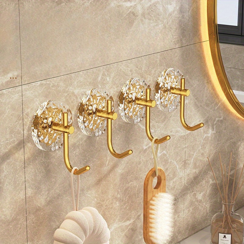 

4-piece Light Luxury Acrylic Wall Hooks: Suitable For Bathroom, Bedroom, Kitchen, Living Room - Golden/silver Finish, Non-punching Adhesive, Easy Installation