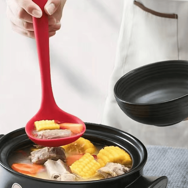 

1pc Large Silicone Soup Spoon, High-temperature Resistant, Non-stick, Kitchen Serving Ladle, Cooking Utensil For Restaurant Cooking And Serving Tasks Eid Al-adha Mubarak