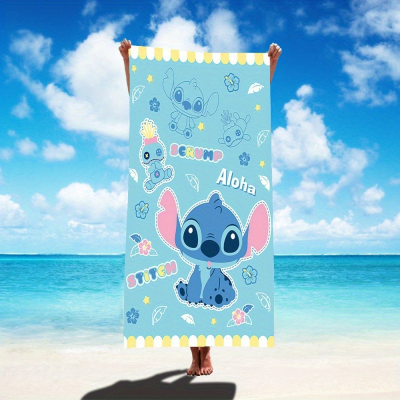 

1pc Disney Stitch Printed Towel, Color Bath Towel, Rectangular Beach Towel, Microfiber Quick Drying Towel
