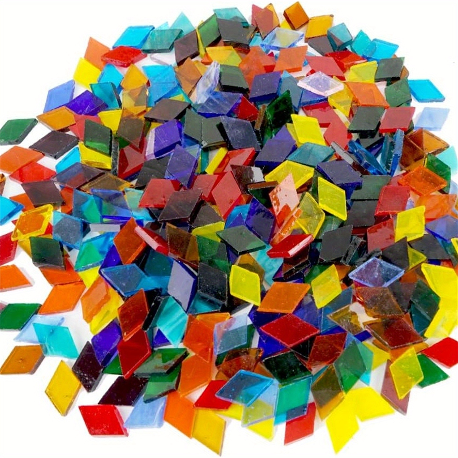 

200pcs/pack Mixed Color Transparent Rhombus Glass Mosaic Tiles, Diy Craft Glass Pieces For Mosaic Lamps, Handcraft Art Materials
