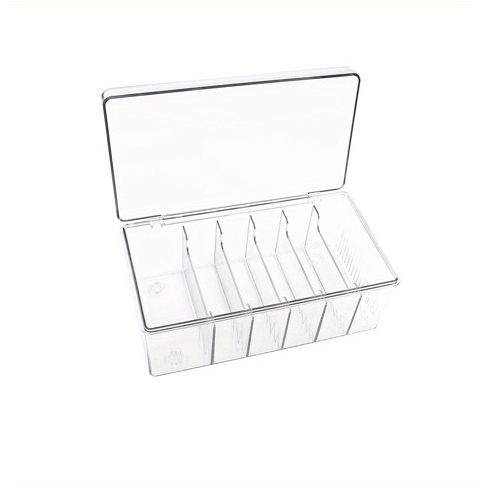 

1 Pc Acrylic 6 Grids Storage Box With Lid, Dust-proof, Multiple Grids, Space-saving Organizer, Clear Design For Items Display