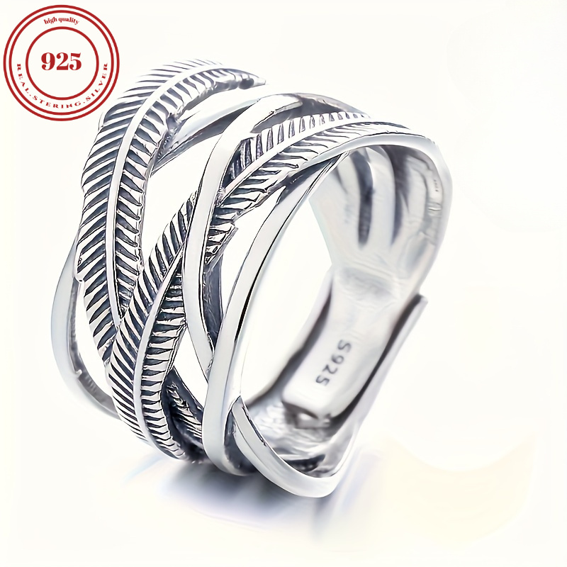 

925 Sterling Silver Simple Classic Ring Niche Design Adjustable Finger Ring Jewelry Decoration Accessory