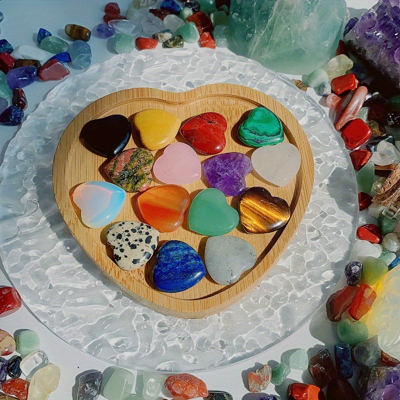 

Collection" 15-piece Heart-shaped Crystal Set - Polished Natural Gemstones For Reiki, Meditation & Energy Balancing - Rose Quartz & Amethyst Mix, 0.8" Pocket Stones