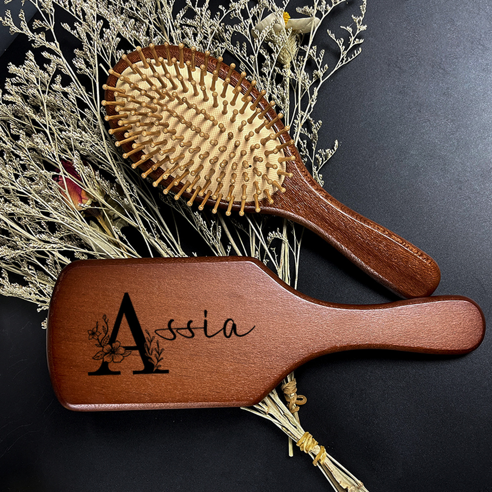 

1pc Personalized Vintage Wooden Paddle Hair Brush, Anti-static Hairdressing Comb, Scalp Massager, Customized Name Hair Comb, Souvenir Gifts