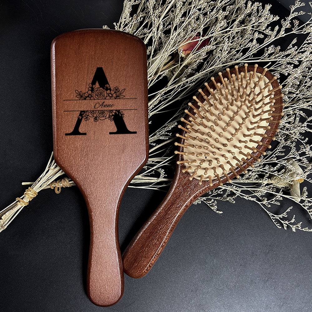 

1pc Customized Name Hair Brush Paddle Hairdressing Comb Personalized Wooden Hair Comb Souvenir Gifts