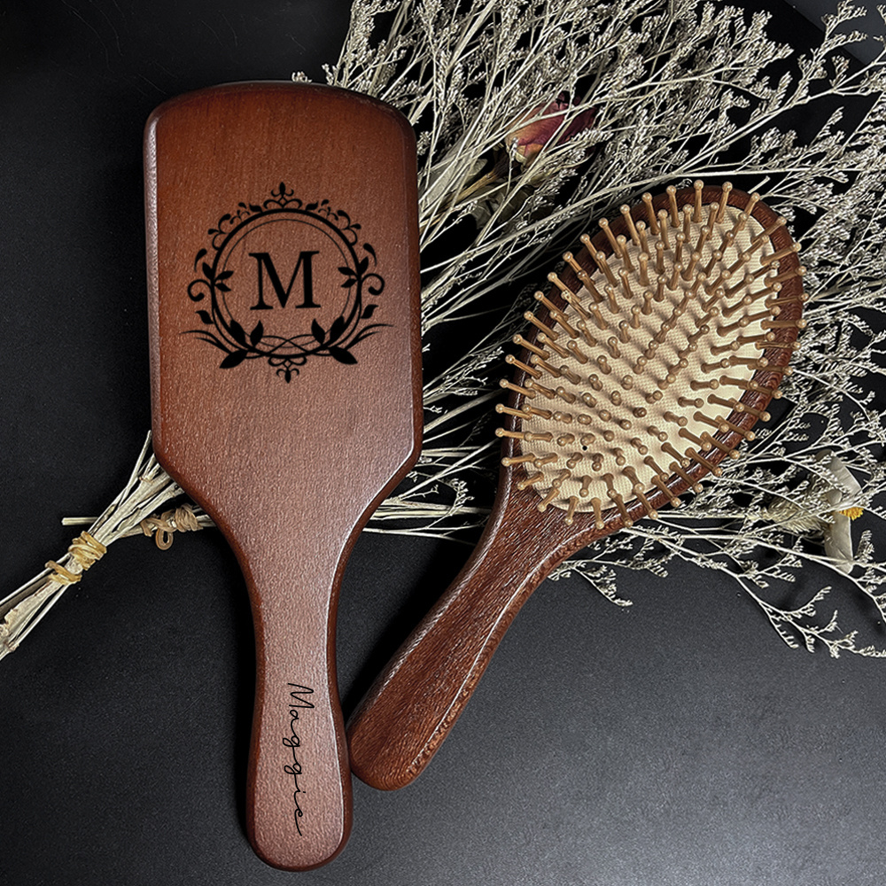 

1pc Personalized Hair Comb With Custom Name, Wooden Scalp Massager, Anti-static Hair Comb, Day, Anniversaries, Birthdays, Gifts For, And Custom Bridesmaid Hair Combs.