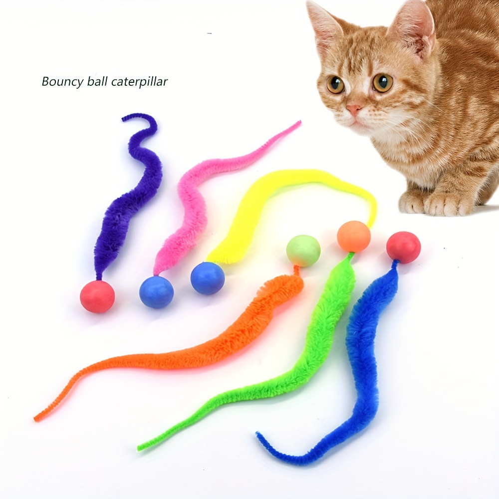 

Interactive Cat Toy - 1pc Polyester Worm Ball With Cartoon Pattern, Suitable For All Breed Sizes, No Battery Needed - Fun Indoor Play For Cats