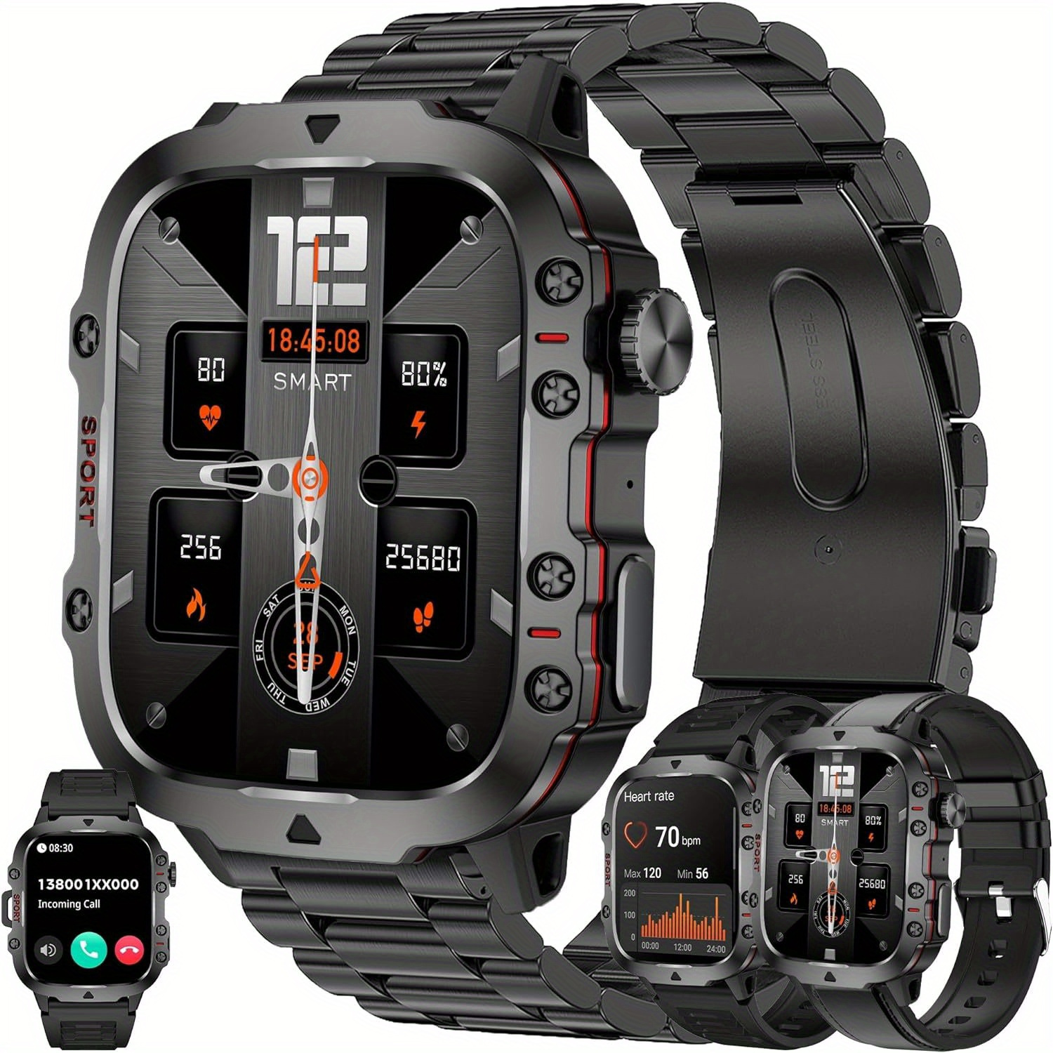 smart watch for men answer dial calls smartwatch fitness   for   iphone 1 96 activity   with sleep monitor calorie smart watch for men call   wireless call smart watch fitness   sleep monitoring step   call information   multi function smart watch     with 3 watch bands