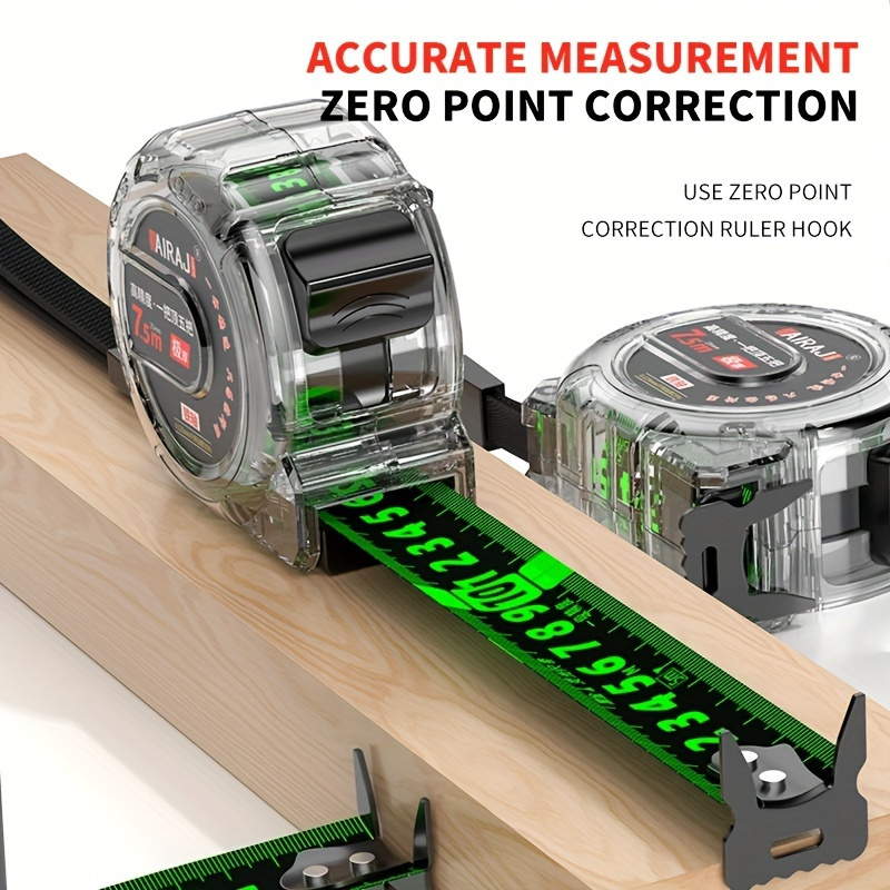 

High-precision Self-locking Fluorescent Steel Tape Measure Set - 196.85" & 275.59", Durable, Anti-drop Design With Protective Case, Ideal For Home Use
