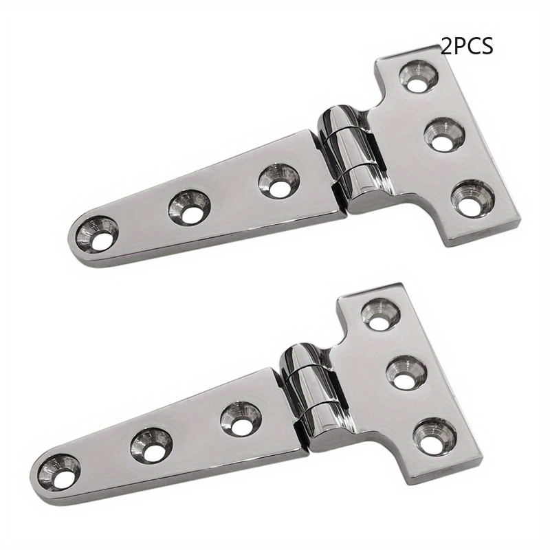 2-pack Heavy-duty Steel T-hinges - Marine Grade Polished Surface Mount Hinges For Doors, Cabinets & Industrial Applications, Door Hinge, Sleek Metallic Finish, Construction