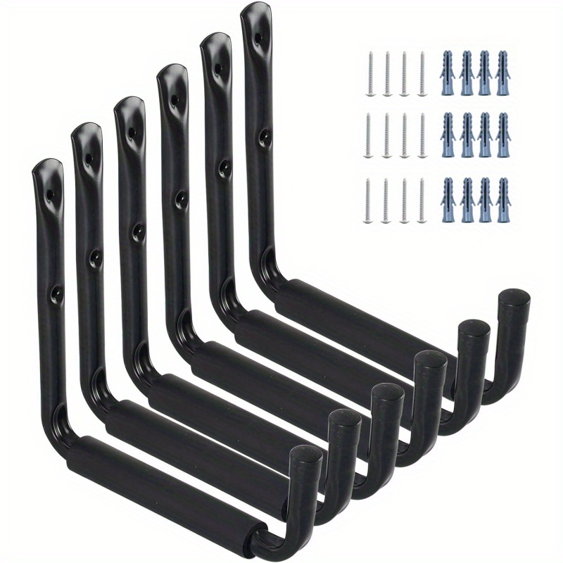 2 Ganci Da Parete Per Garage In Ferro - Porta Bici, Attrezzi O Sedie - Capacità 90 Kg, Con Protezione In PVC - 140 Mm - Foto 3