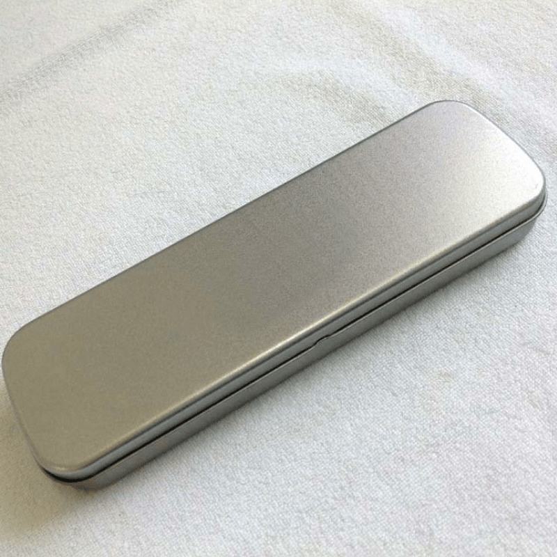 TEMU Grey Metal Pencil Case - Durable Stationery Storage Tool For Pens, Pencils, And Markers