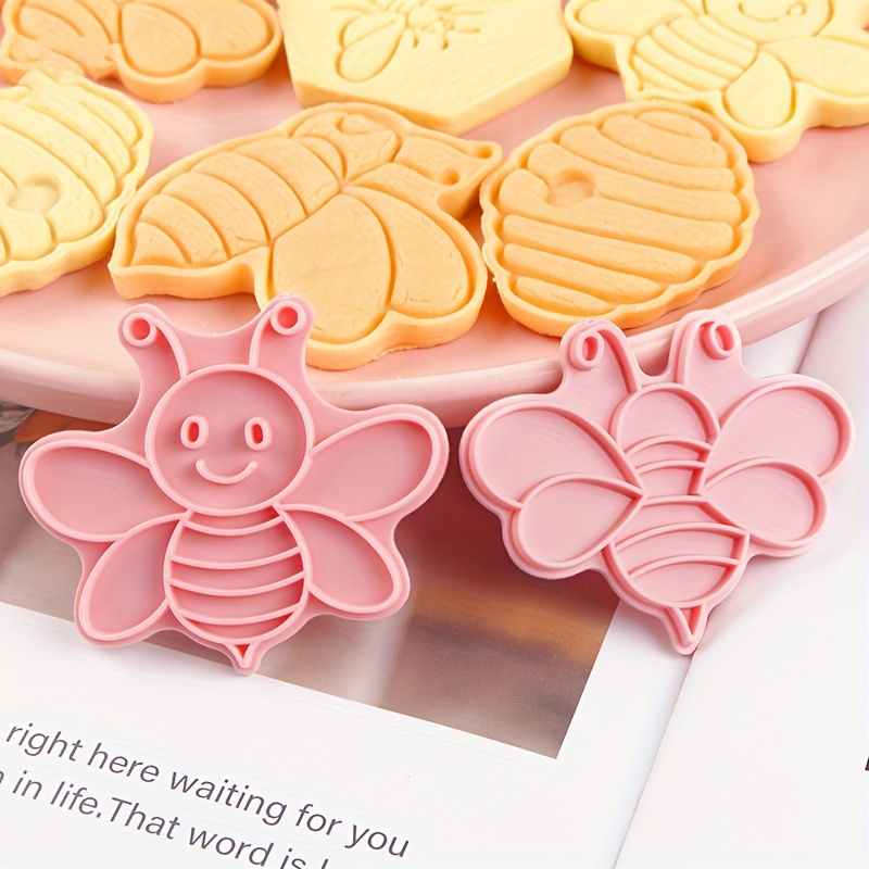 

8pcs, Bee-themed Pressed Cookie Cutters, Fondant Cake Decorating Tools, Bee Festival Cartoon Honey Cookie Cutting Mold, Diy Biscuit Embosser, Cookie Molds, Baking Tools