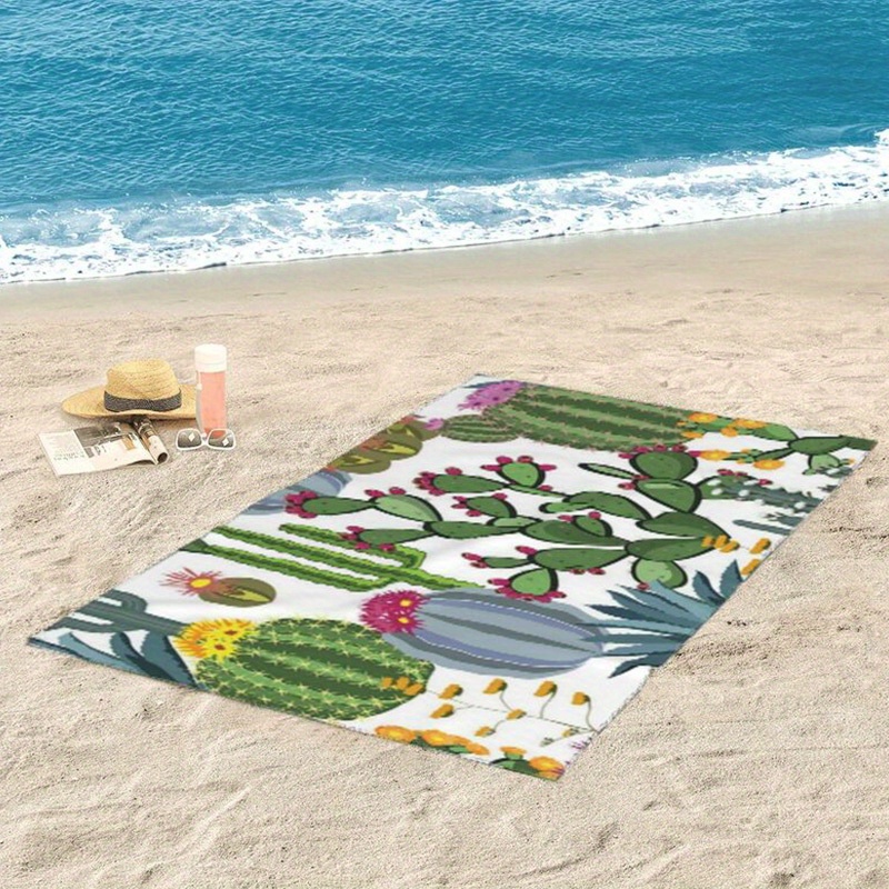 

Versatile And Lightweight Camping Towel With Cactus Print, Suitable For Various Occasions, Towel For Swimming, Can Also Be Used As A Beach Towel Or A Blanket For Camping, Outdoor Activities
