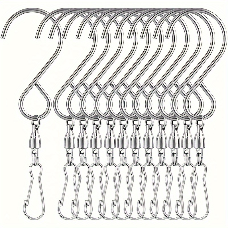 

8pcs, Stainless Steel Wind Chime Hooks, Metal Swivel Cyclone Hangers With 360-degree Rotating Bearing, Classic Style For Hanging Flower Baskets, 9.3cm/3.66inch With Secure Clasp
