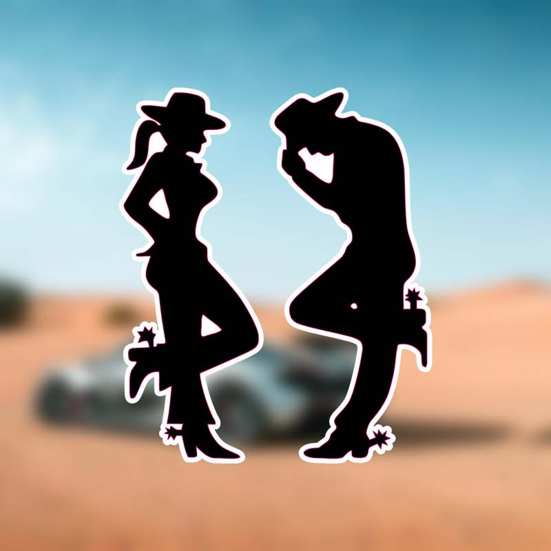 

Vintage Cowgirl & Cowboy - Waterproof Vinyl Stickers For Cars, Trucks, Laptops, Bumpers, And More