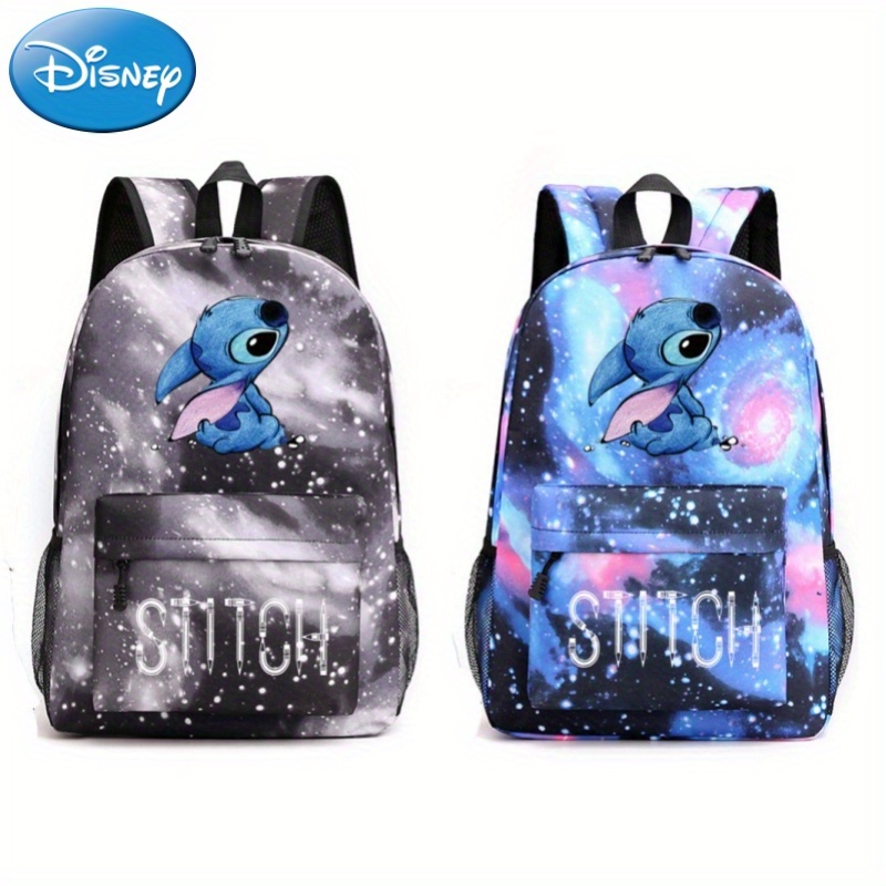 

Disney Stitch Pattern Backpack, Cartoon Anime School Bookbag, Casual Starry Sky Print Outdoor Travel Sport Daypack