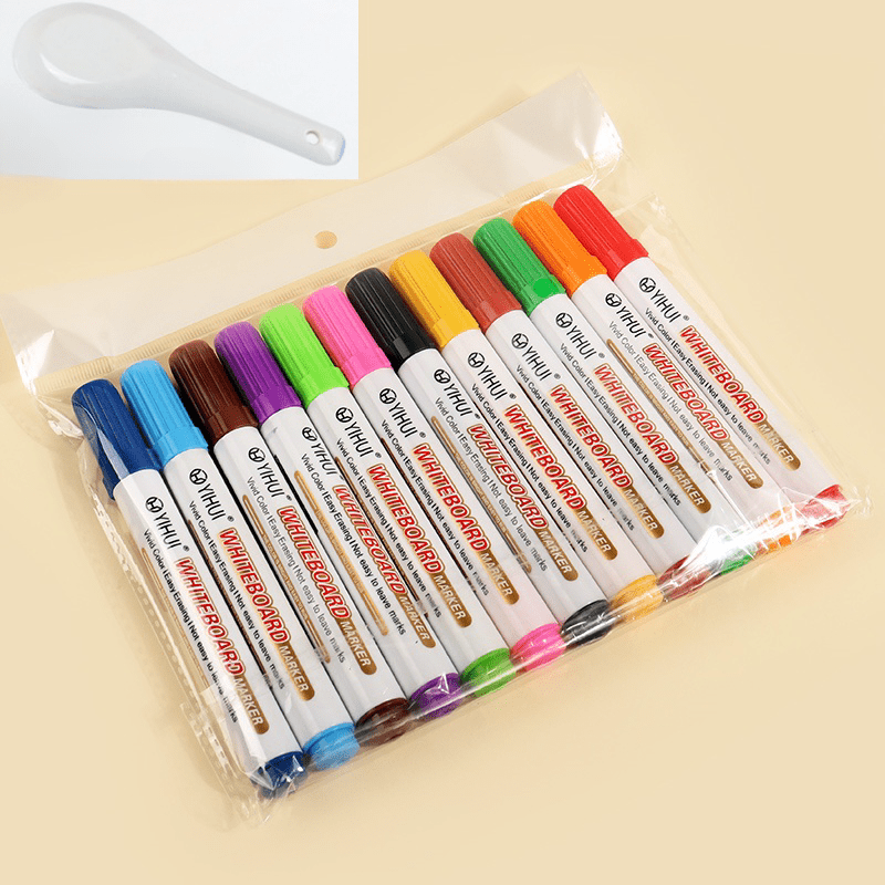 TEMU 12 Pcs Water-based Erasable Whiteboard Markers - High-capacity, Colorful, Bright, And Versatile For Drawing And Painting