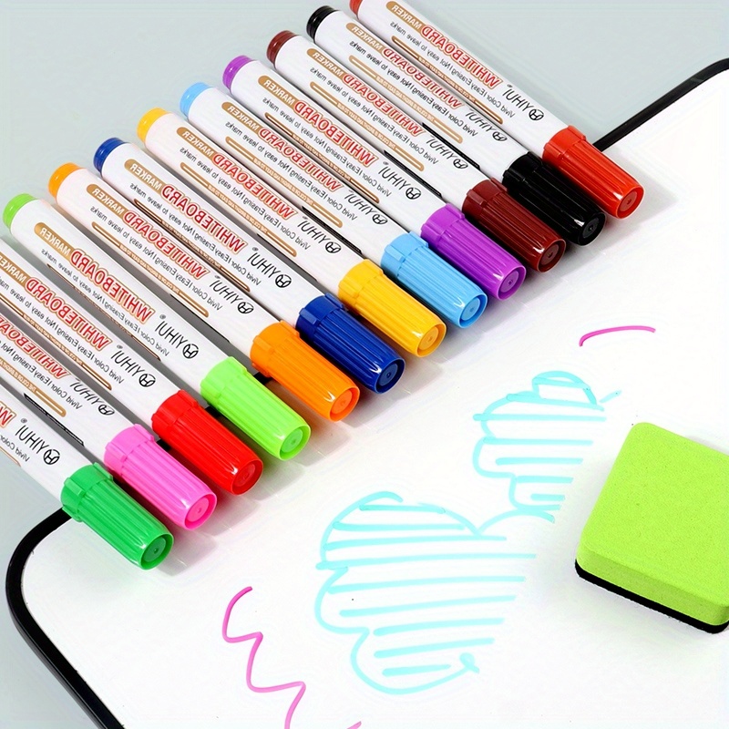 

12 Pcs Water-based Erasable Whiteboard Markers - High-capacity, Colorful, Bright, And Versatile For Drawing And Painting