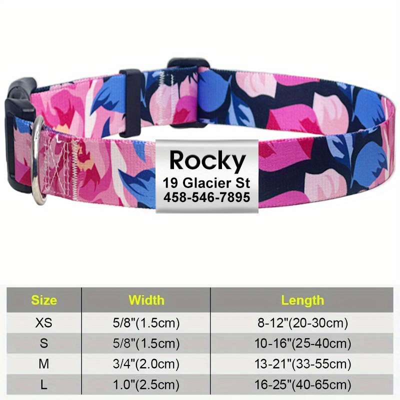 TEMU Customizable Dog Collars Featuring Floral Tribal Geometric Designs - Soft Ethnic Style Collars For Pets With Bohemian Id Tags, Perfect For