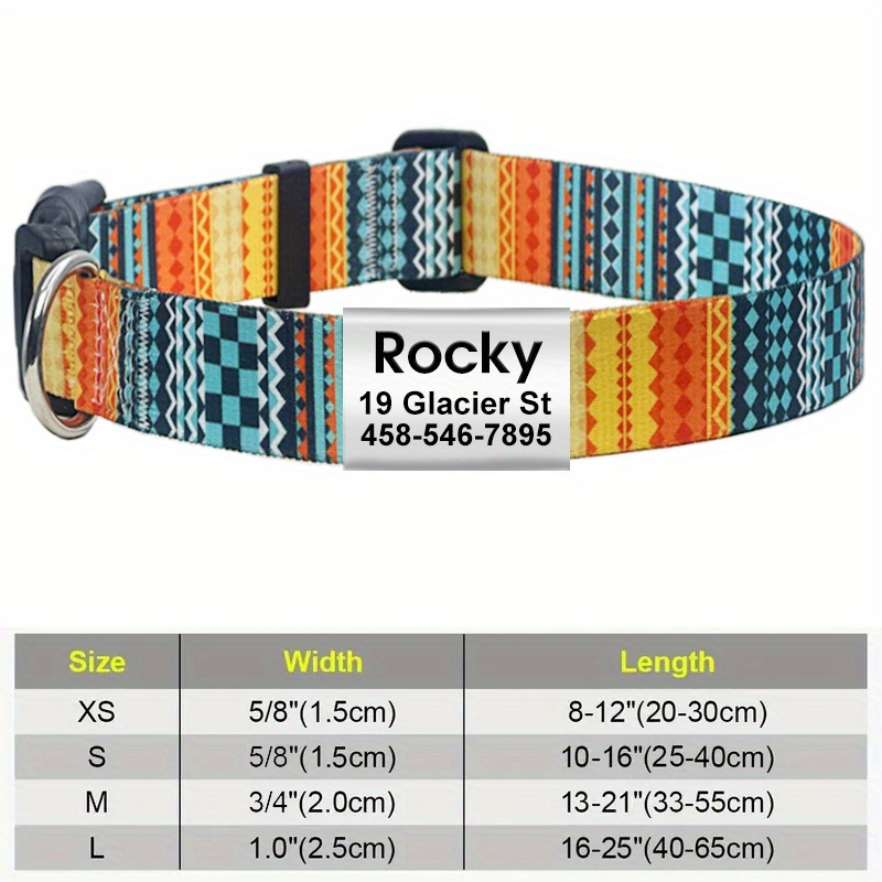 TEMU Customizable Dog Collars Featuring Floral Tribal Geometric Designs - Soft Ethnic Style Collars For Pets With Bohemian Id Tags, Outdoor Use - A