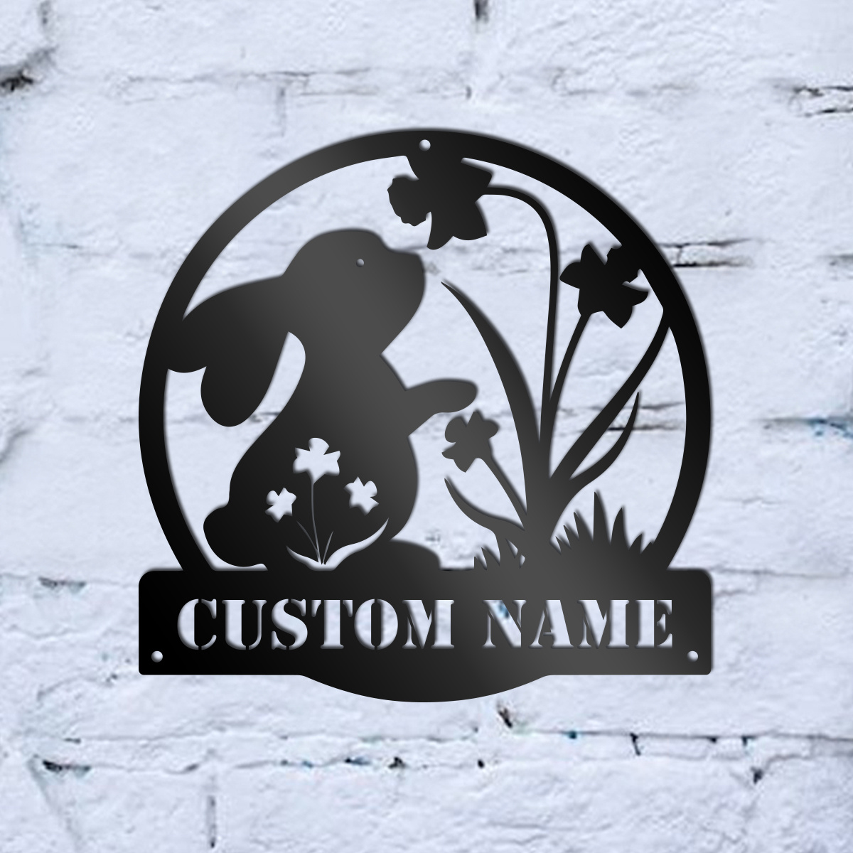 

Custom Bunny Floral Metal Sign: Personalized Room Decoration With Bunny Name - Available In S, M, L, And Xl Sizes
