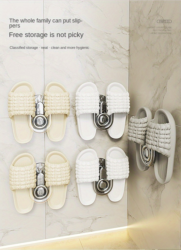   wall mounted slipper rack no drill water draining design for bathroom shoe storage shoe storage organizer details 5