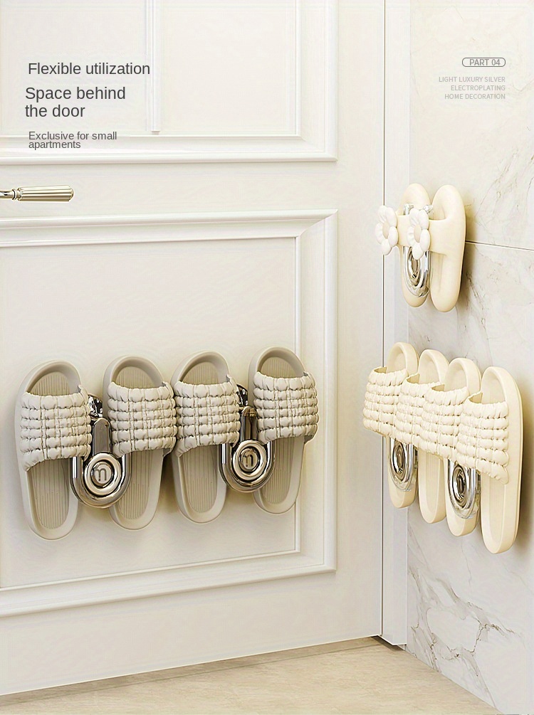   wall mounted slipper rack no drill water draining design for bathroom shoe storage shoe storage organizer details 8