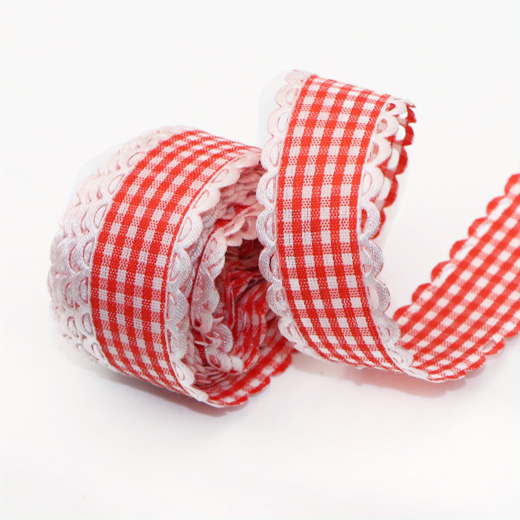 Image of 1pc 22mm (0.87 Inch) Plaid Ribbon, 5 Yards Long, Featuring A Toothed Edge, Suitable For Clothing Additions, Cake Gift Box Packaging, Bouquets, Hair Additions, Handmade Bows, And Party Decorations