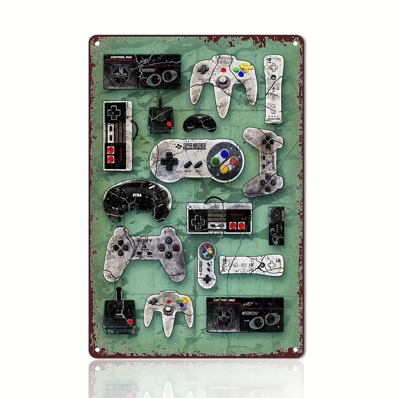 

Foil Engraved Vintage Game Controller Metal Wall Decor, Iron Sign For Bar, Cafe, Home, Entryway, Gallery - 7.87x11.81inch