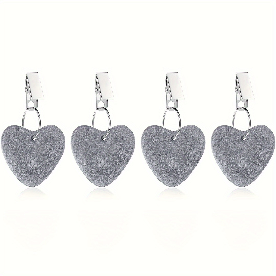 

4 Pack Marble Heart-shaped Tablecloth Weights Clips - Outdoor Picnic Tablecloth Holder Set For Home Gatherings, Camping, Garden Party Supplies - No Battery Required, Non-feathered Decor