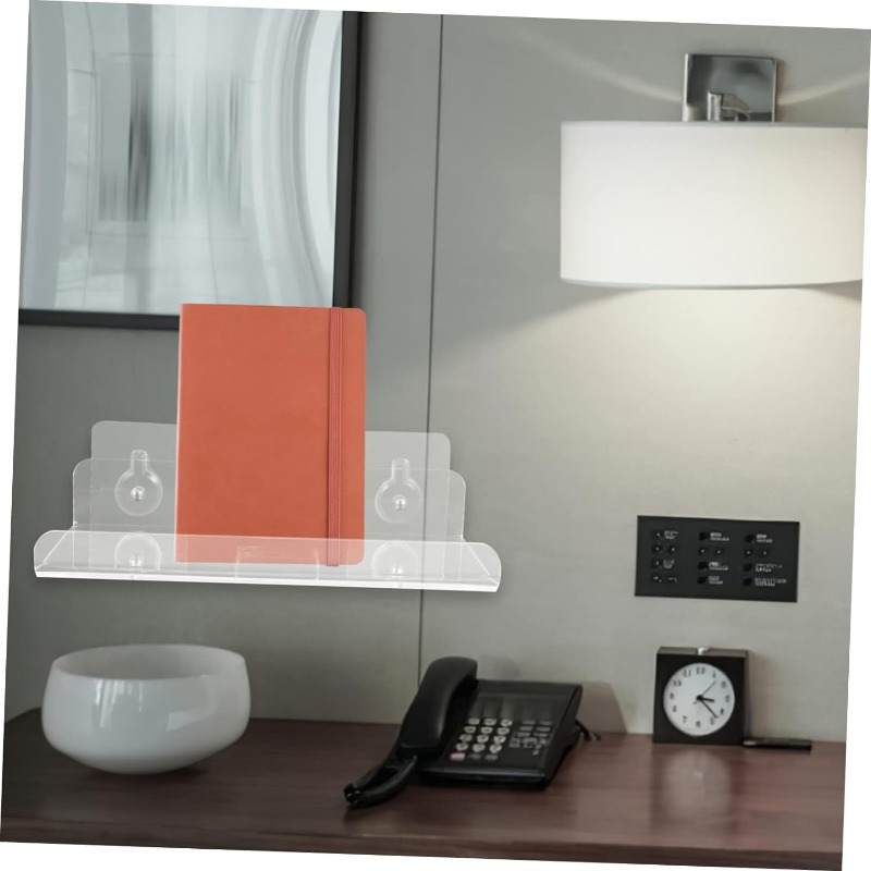 

Clear Acrylic Wall-mounted Bookshelf - Sleek, Invisible Organizer For Home & Office, Perfect For Books, Magazines, And Vinyl Records