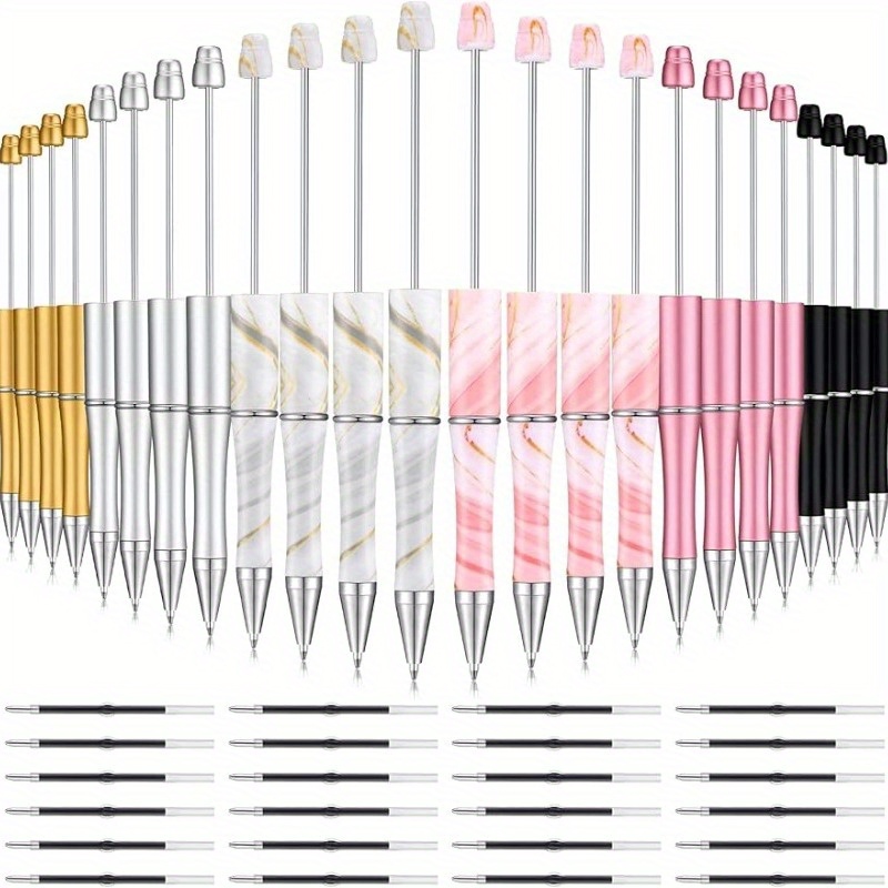TEMU 48pcs Minimalist Style Ballpoint Pen Set (including 24pcs Refills), Used For Ballpoint Pen Making, 1mm Black Ballpoint Pen, Office Back To Gift,