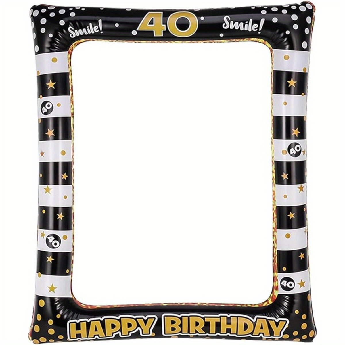

festive Fun" 40th Birthday Inflatable Selfie Frame - Black & Gold Photo Booth Prop, Fun Party Decoration, No Batteries Required