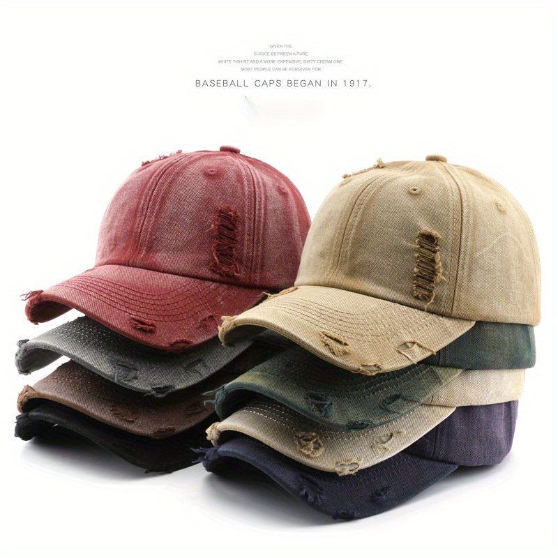 

Solid Color Baseball Cap Stylish Washed Dad Hat Outdoor Adjustable Sun Protection Sports Hats For Women Men