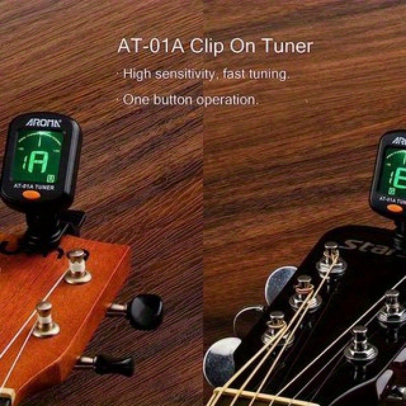 Afinador De Clip Recargable Para Guitarra, Violín Y Ukelele - Pantalla A Color, USB - Modelo AT-102 Rojo