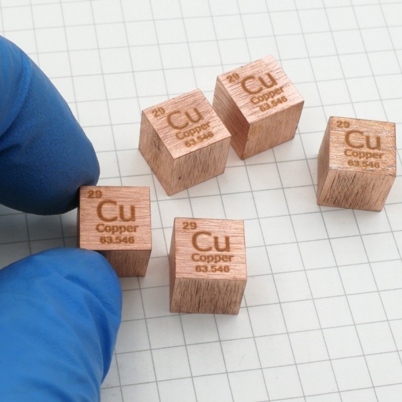 

Copper Cube Element Collection - 99.95% Pure Cu Metal Density 10mm Brushed Handmade For Diy Hobbies And Display - Other Metal Materials