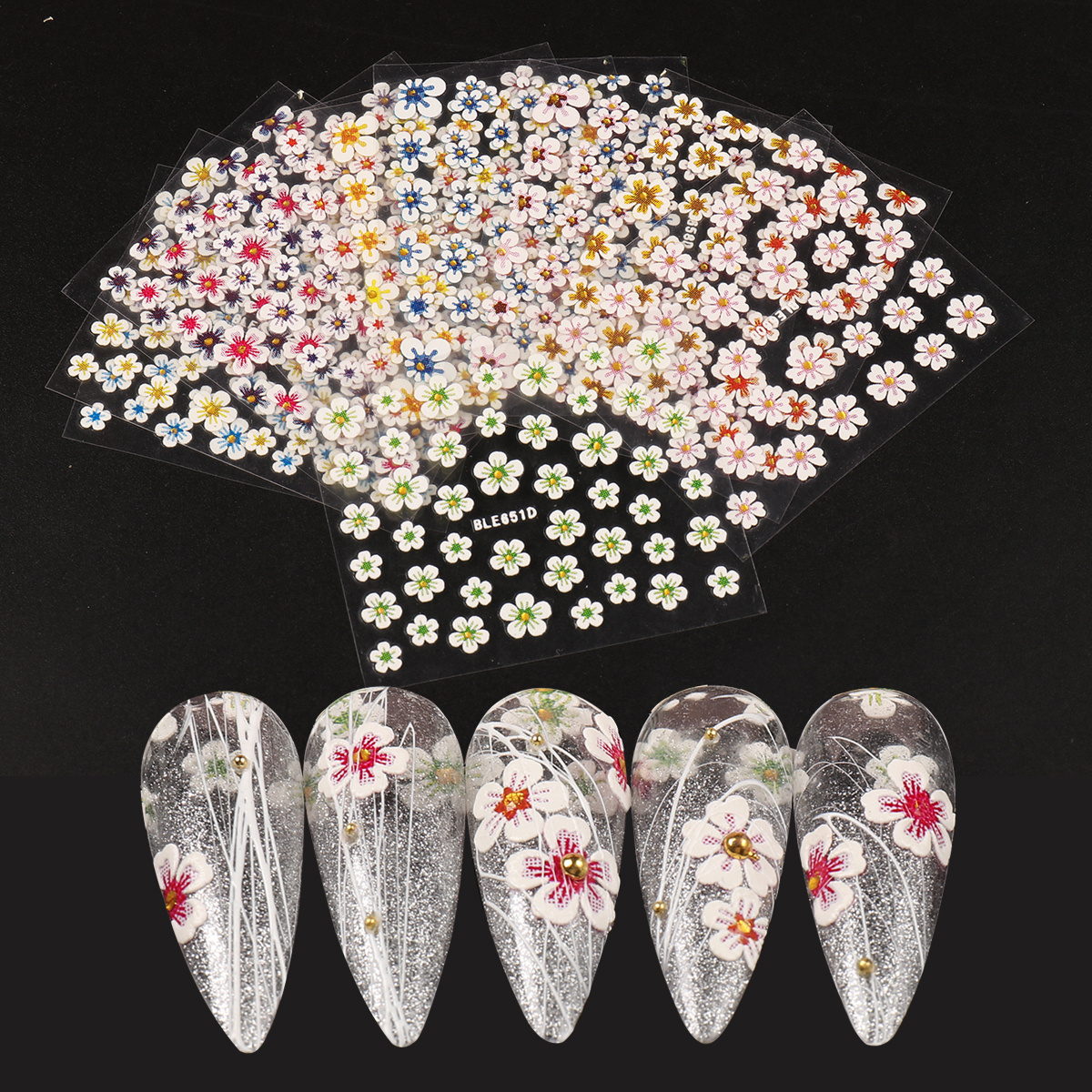 12pcs Small Floral Nail Stickers