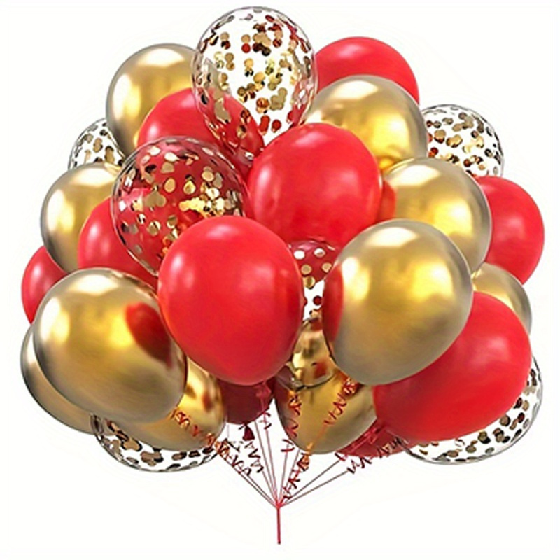 

31pcs Red Golden Latex Balloon Set And Golden Confetti Balloon For Adult Wedding Birthday Party Anniversary Graduation Celebration Holiday Decoration Indoor Outdoor Party Decoration Supplies