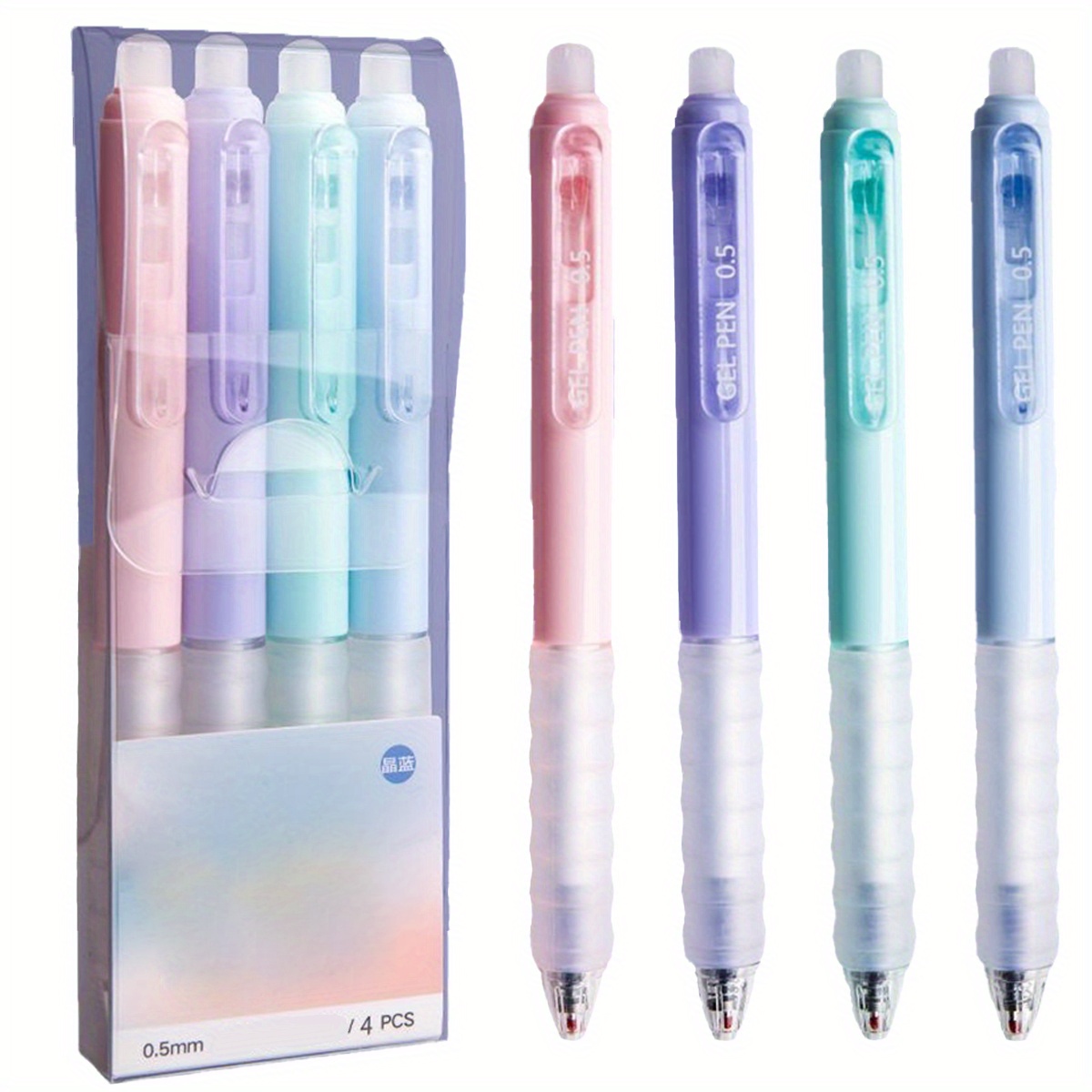 

Erasable Gel Ink Rollerball Pens - 4 Pack, 0.5mm Fine Point, Retractable, Office And School Supplies, Cute Aesthetic Stationery, Plastic Material