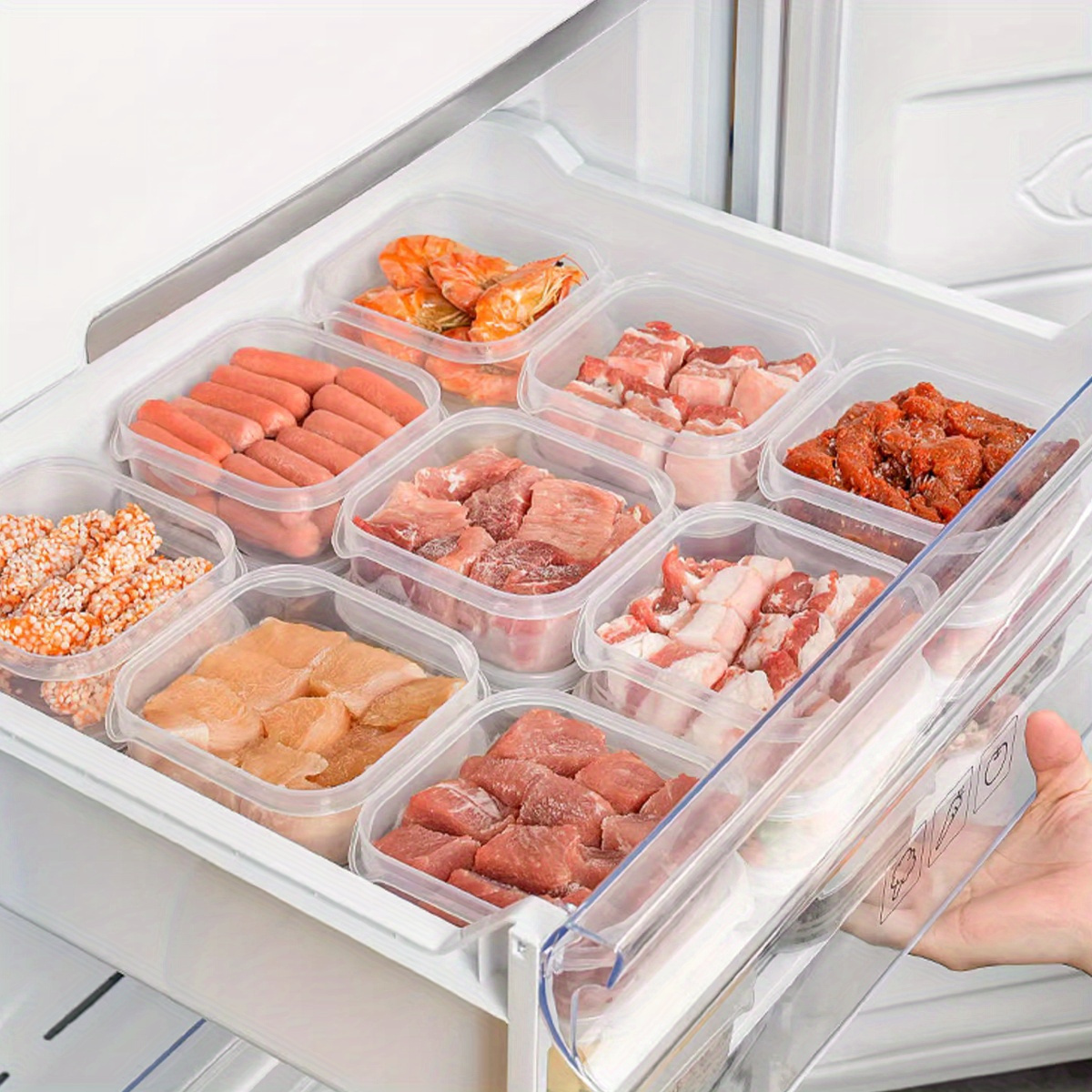 10pcs 15pcs 20pcs stackable freezer storage containers   abs sealed for meat and ice cream preservation details 4