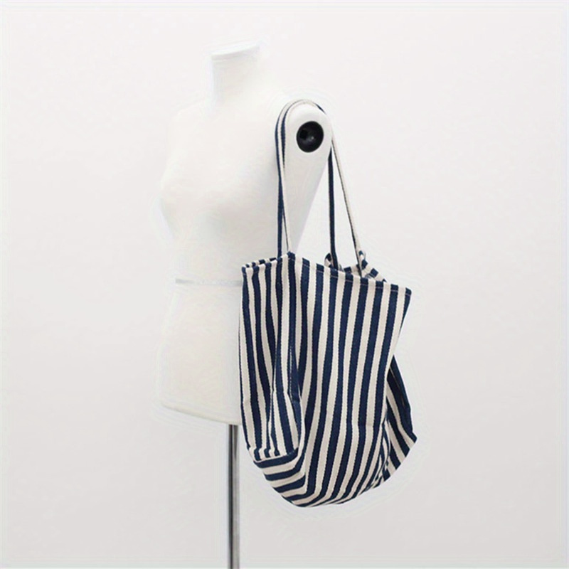 chic striped canvas tote   versatile ideal for work school or   details 4